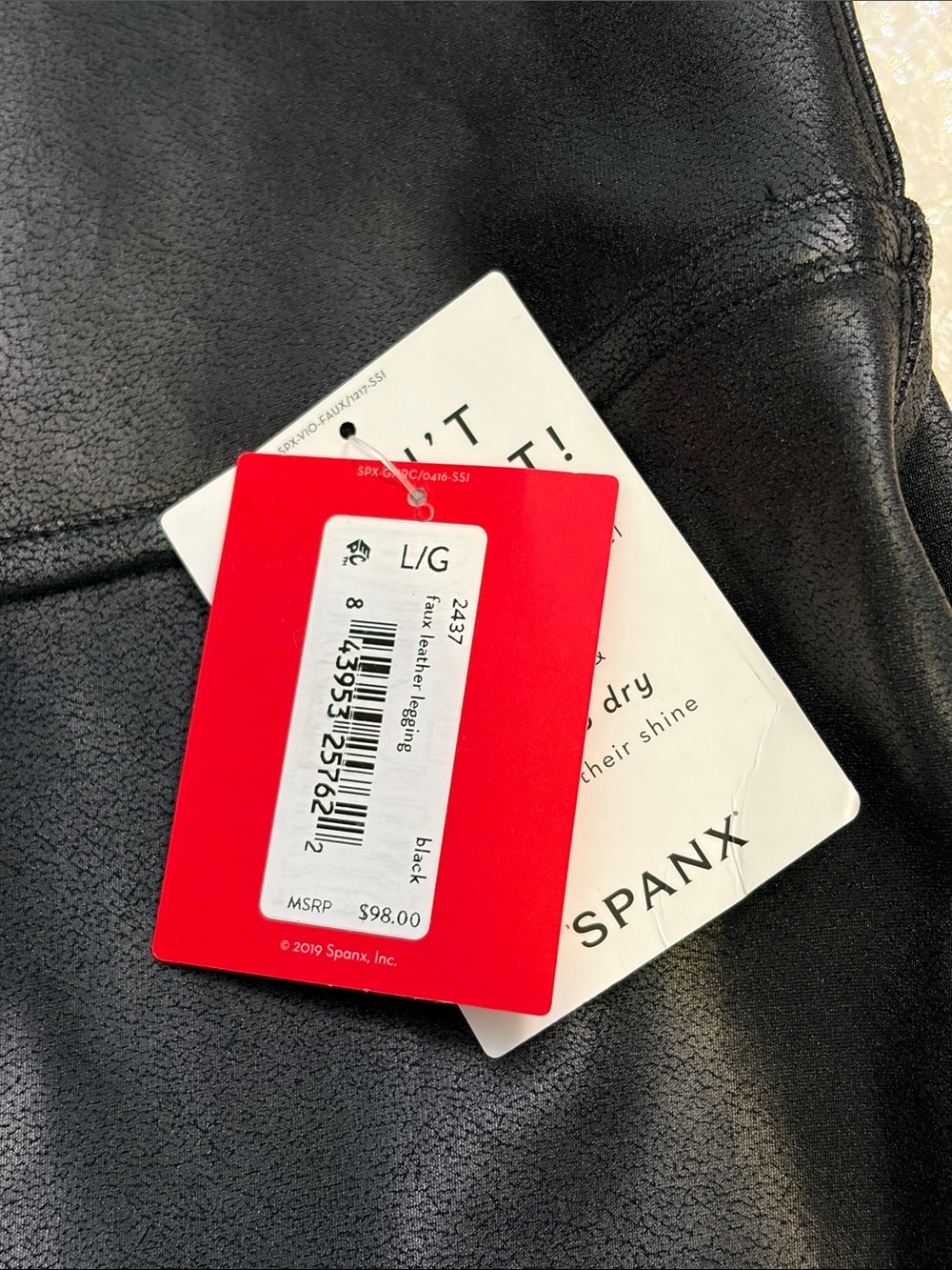 SPANX Black Faux Leather Leggings NWT Size L - Picture 6 of 7